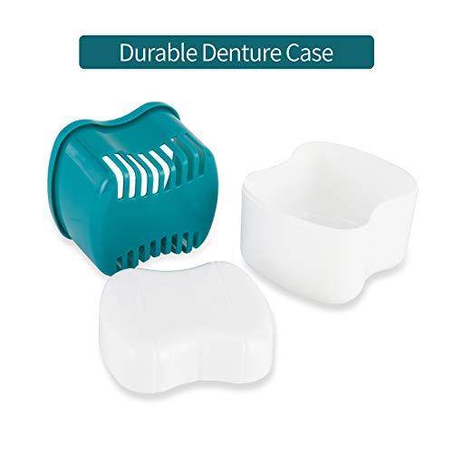 Denture Bath Case with Strainer Basket, Orthodontic Dental Retainer Storage S...