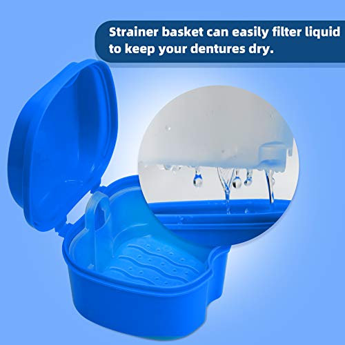 Denture Cup Dental Retainer Case Cleaning with Strainer Basket, Orthodontic B...