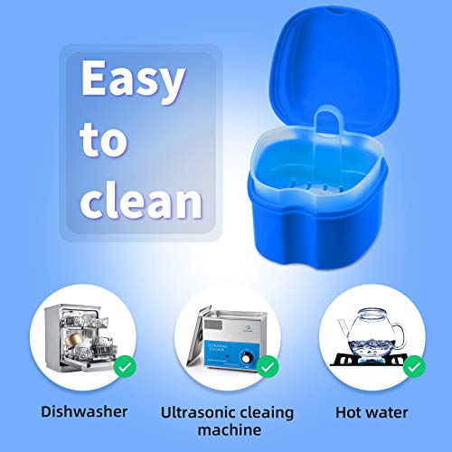 Denture Cup Dental Retainer Case Cleaning with Strainer Basket, Orthodontic B...