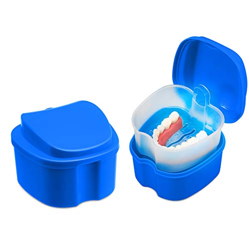 Denture Cup Dental Retainer Case Cleaning with Strainer Basket, Orthodontic B...