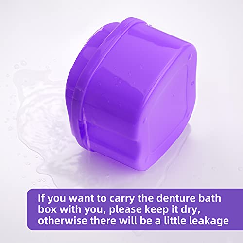 Denture Soaking Cup Dental Retainer Case Cleaning with Strainer Basket, Ortho...
