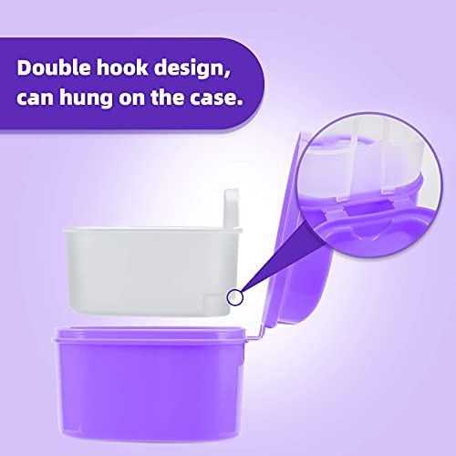 Denture Soaking Cup Dental Retainer Case Cleaning with Strainer Basket, Ortho...