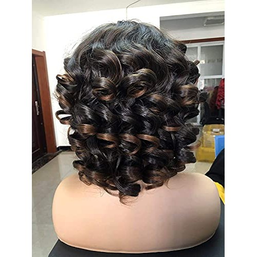 ANNIVIA Short Afro Curly Wigs with Bangs for Women Kinky Curly Hair Wig 2 Ton...