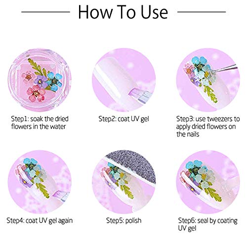 ANPHSIN 4 Boxes Dried Flowers Nail Art- 48 Colors Mini Natural Real Dry Flowe...