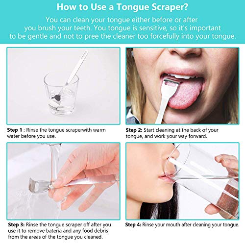 3 PCS Tongue Scraper for Adults, Stainless Steel Tongue Cleaner with Carry Tr...