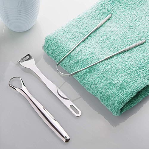 3 PCS Tongue Scraper for Adults, Stainless Steel Tongue Cleaner with Carry Tr...