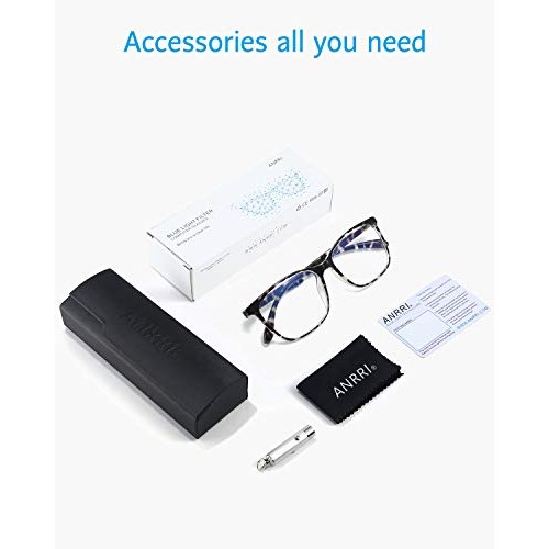 ANRRI Blue Light Blocking Computer Glasses, Anti Eyestrain UV Filter Lens Lig...