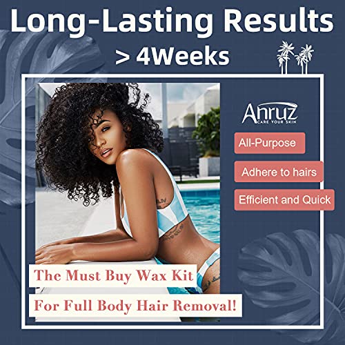 Waxing Kit- Anruz Digital Wax Warmer Hair Removal Kit- 5 Bags Multiple Formul...