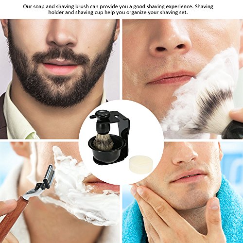 Anself 4pcs Men Shaving Set, Badger Hair Brush,  Shaving Razor Holder Stand, ...