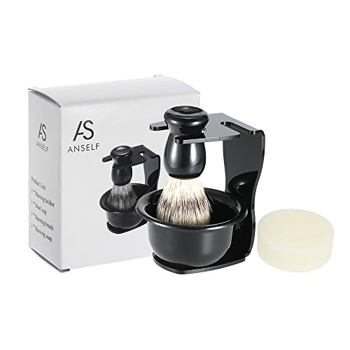 Anself 4pcs Men Shaving Set, Badger Hair Brush,  Shaving Razor Holder Stand, ...