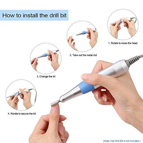 30000RPM Electric Nail Drill Pen Nail Drill Handle Handpiece DC Connector for...