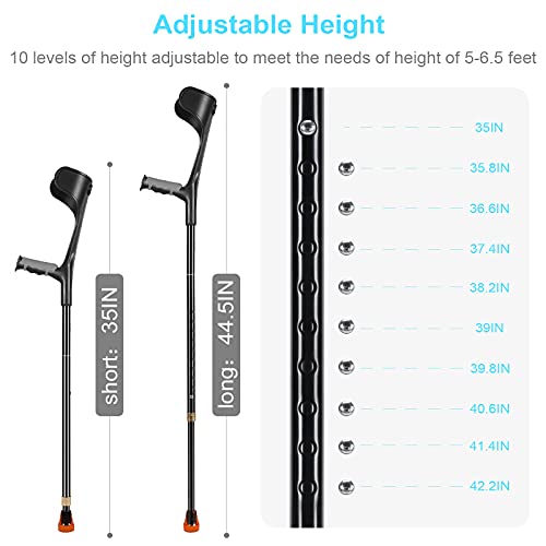 Antdvao Forearm Crutches ，Lightweight Arm Crutch - Adjustable, with Rubber H...