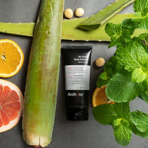 Anthony No Sweat Body Defense Deodorant for Men – Anti-Chafing, Anti-Itch Cre...