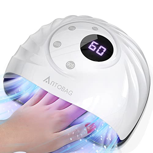 ANTOBAG Uv Led Nail Lamp, 120W 3-in-1 Fan & LED & Uv Light for Gel Nails Fast...