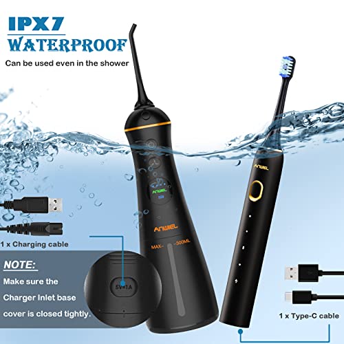 Water Flosser and Ultrasonic Electric Toothbrush Combo, Cordless Dental Oral ...
