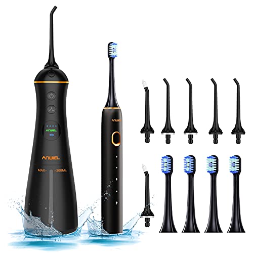 Water Flosser and Ultrasonic Electric Toothbrush Combo, Cordless Dental Oral ...