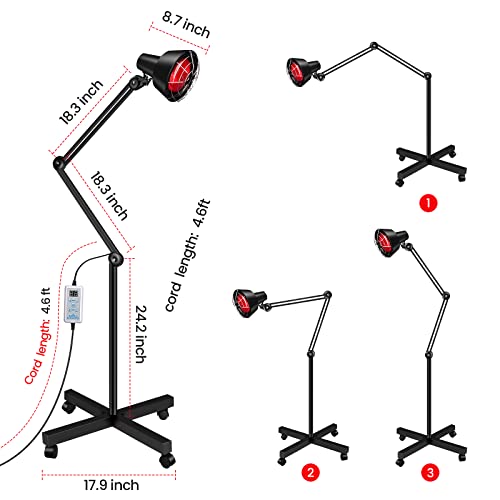 Infrared Lamp, Anyork Red Light Therapy 275W Infrared Light Heat Lamp for Bod...