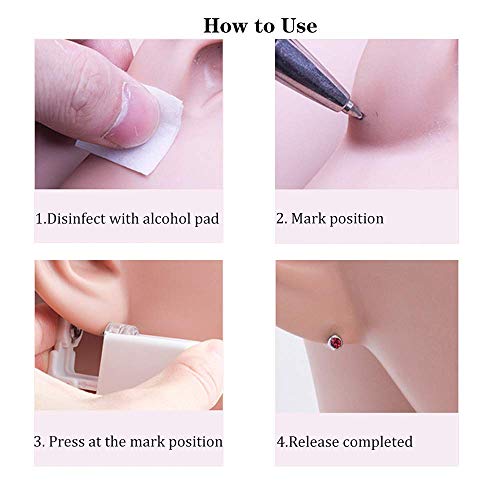 Anzero 2 Pack Self Ear Piercing Gun Disposable Self Ear Piercing Kit Safety E...