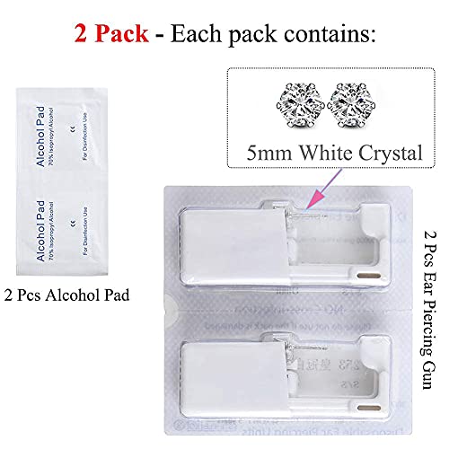 Anzero 2 Pack Self Ear Piercing Gun Disposable Self Ear Piercing Kit Safety E...
