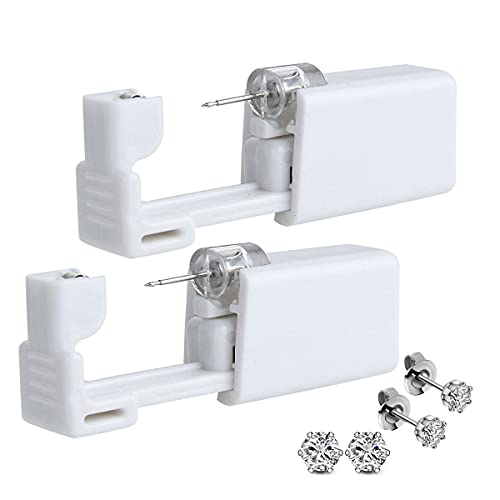 Anzero 2 Pack Self Ear Piercing Gun Disposable Self Ear Piercing Kit Safety E...