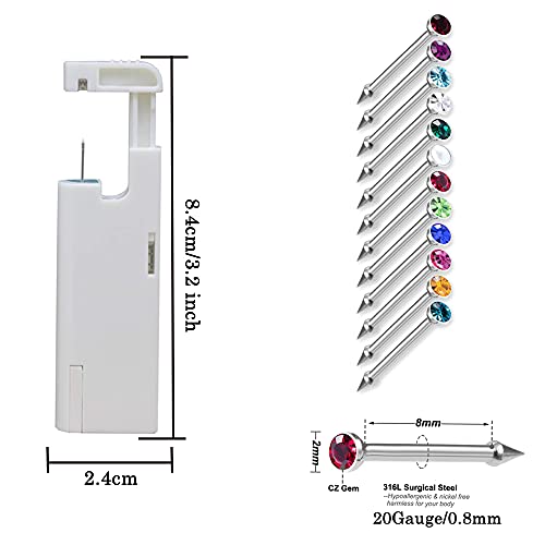 Anzero Self Nose Piercing Gun, 2 Pack Disposable Self Nose Piercing Gun Kit S...