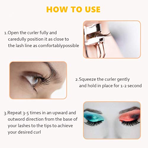 Stainless Steel Eyelash Curler with Built-in Comb Pinch Pain-Free Suitable fo...