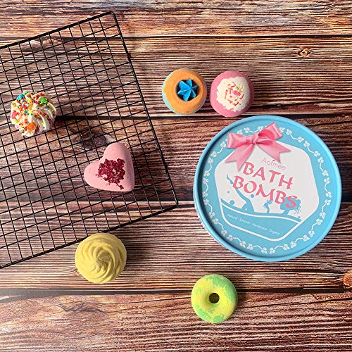 Aofmee Bath Bombs Gift Set, Handmade Bubble and Floating Fizzies Spa Kit, She...