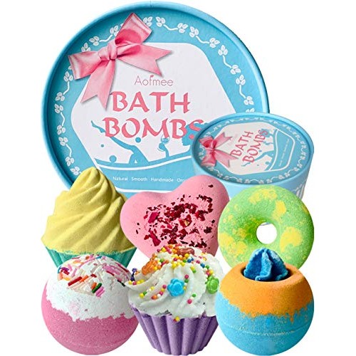 Aofmee Bath Bombs Gift Set, Handmade Bubble and Floating Fizzies Spa Kit, She...