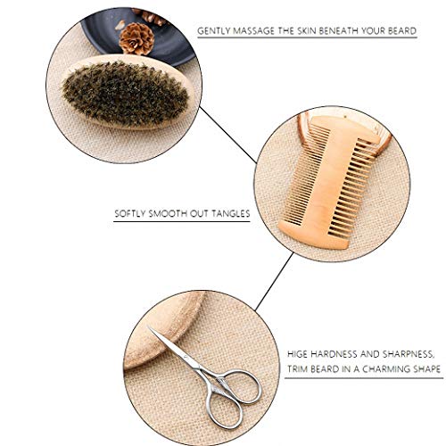 Hair Dough Beard Brush & Comb, Scissors Set for Men, Set Includes Soft Boar B...