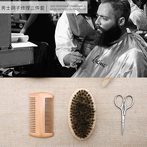 Hair Dough Beard Brush & Comb, Scissors Set for Men, Set Includes Soft Boar B...
