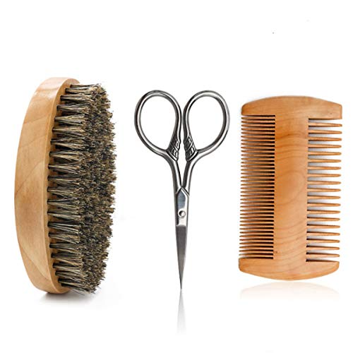 Hair Dough Beard Brush & Comb, Scissors Set for Men, Set Includes Soft Boar B...