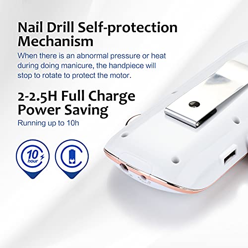 Aokitec Electric Nail Drill Portable Efile Nail File Kit for Acrylic Gel Nail...