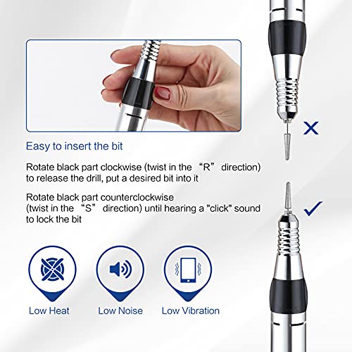 Aokitec Electric Nail Drill Portable Efile Nail File Kit for Acrylic Gel Nail...