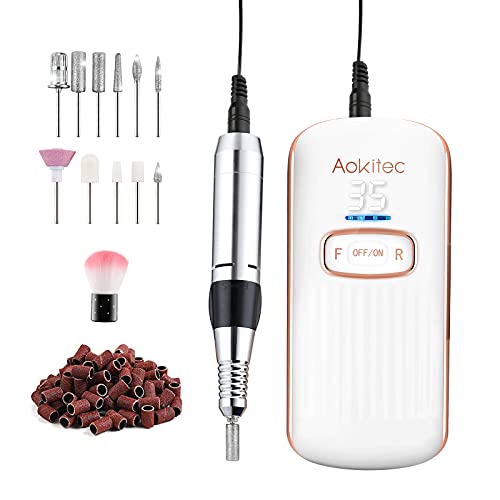 Aokitec Electric Nail Drill Portable Efile Nail File Kit for Acrylic Gel Nail...