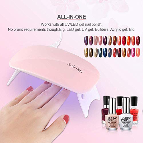 Aokitec Mini UV LED Nail Lamp, Portable Gel Light Mouse Shape Pocket Size Nai...