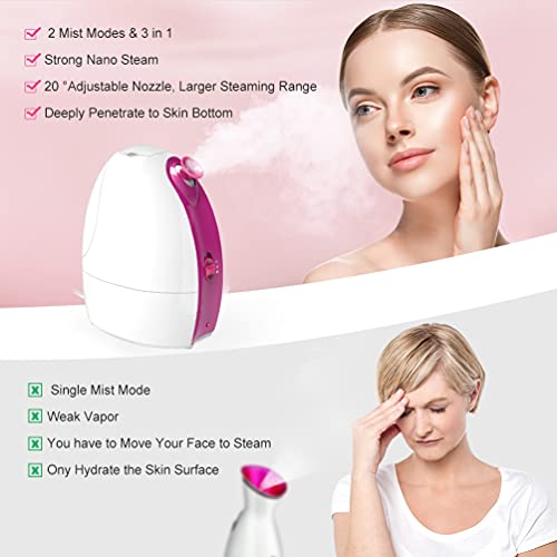 Facial Steamer Face Skin Steam - Face Steamer for Facial Deep Cleaning 3-in-1...