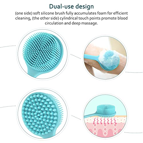 Shower Brush Silicone Bath Body Brush - Back Scrubber for Shower Back Brush L...