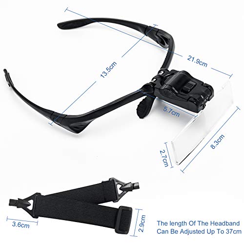 Q-COOL Magnifier Glasses w/ LED Light for Lash Extensions - 3 Lenses Magnifie...