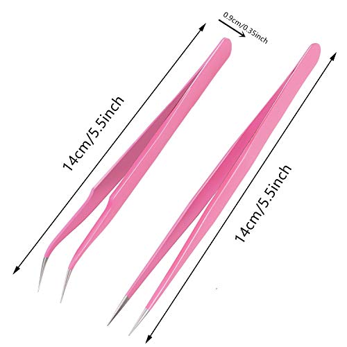 Aoshang 2PCS Stainless Steel Straight and Curved Tip Tweezers Nippers for Eye...