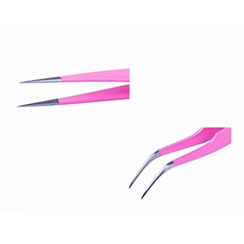 Aoshang 2PCS Stainless Steel Straight and Curved Tip Tweezers Nippers for Eye...
