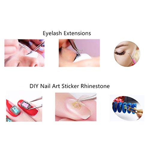 Aoshang 2PCS Stainless Steel Straight and Curved Tip Tweezers Nippers for Eye...