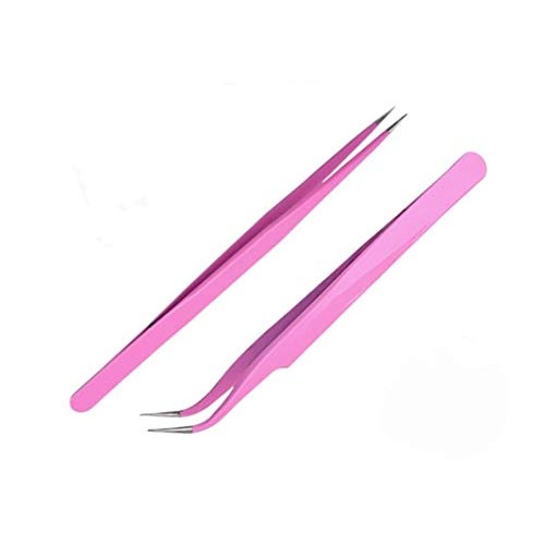 Aoshang 2PCS Stainless Steel Straight and Curved Tip Tweezers Nippers for Eye...