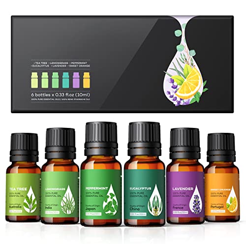 AOSNO Essential Oils Set Top 6*10 ml Essential Oils for Candle Making, Skin, ...