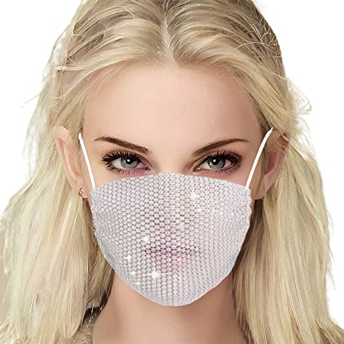 Apakfic Sparkly Rhinestone Mesh Face Mask Masquerade Mask Glitter Face Mask B...