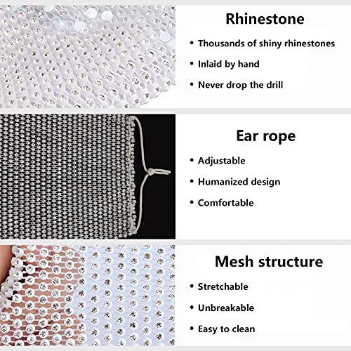 Apakfic Sparkly Rhinestone Mesh Face Mask Masquerade Mask Glitter Face Mask B...