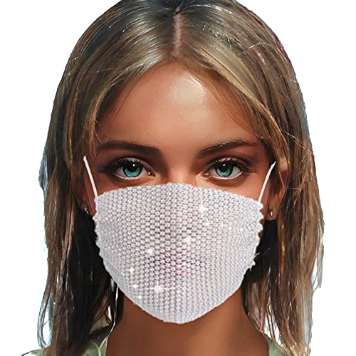 Apakfic Sparkly Rhinestone Mesh Face Mask Masquerade Mask Glitter Face Mask B...