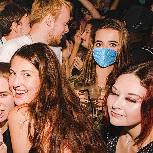 Apakfic Sparkly Rhinestone Mesh Face Mask Masquerade Mask Glitter Face Mask B...