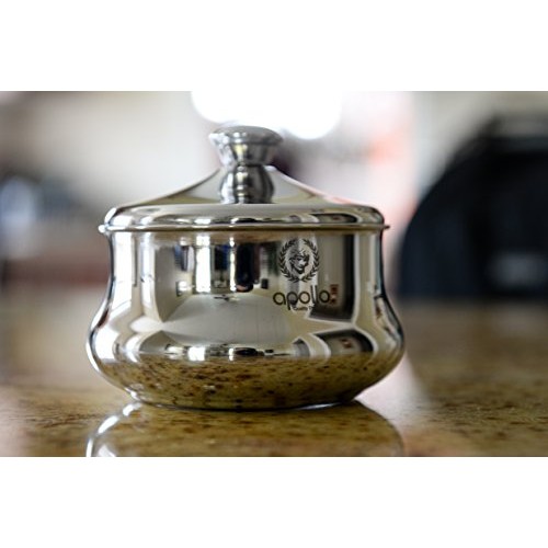 Shaving Bowl By Apollo - Elegant Stainless Steel Shaving Mug with Lid for Sha...