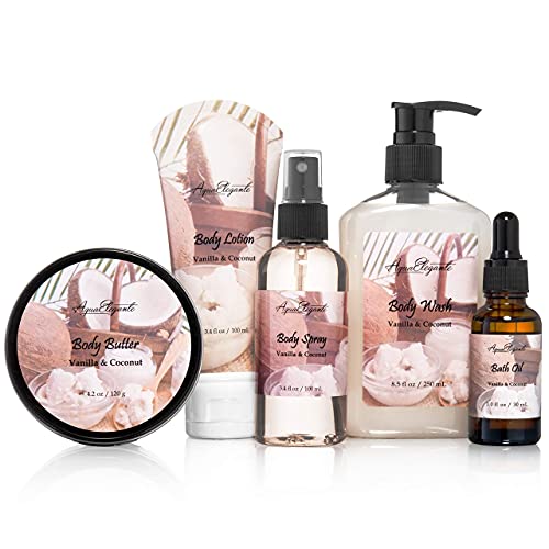 Bath Spa Gift Sets - Luxury Basket With Coconut & Vanilla - Spa Kit Includes ...