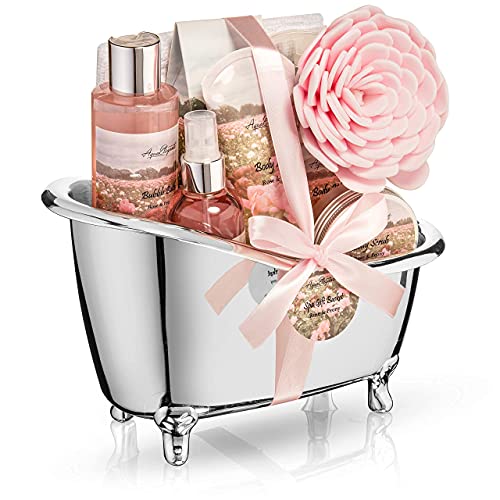 Spa Gift Baskets For Women - Luxury Bath Set With Rose Oil & Peony - Spa Kit ...